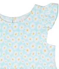 Rare Editions Little Girls Flutter Cap Sleeve Daisy-Printed Fit & Flare Knit Dress