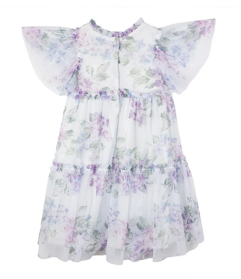 Rare Editions Little Girls Flutter-Sleeve Floral-Printed Fit-And-Flare Dress