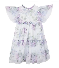 Rare Editions Little Girls Flutter-Sleeve Floral-Printed Fit-And-Flare Dress