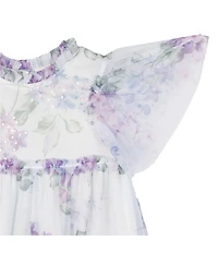 Rare Editions Little Girls Flutter-Sleeve Floral-Printed Fit-And-Flare Dress
