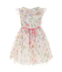 Rare Editions Little Girls Flutter-Sleeve Floral Print Mesh Dress