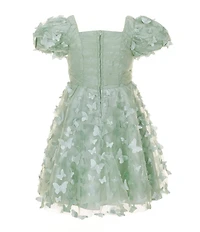 Rare Editions Little Girls Flutter-Sleeve Ruched-Bodice Butterfly-Appliqued Fit-And-Flare Dress