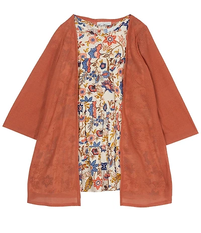 Rare Editions Little Girls Multi Color Floral Tiered Dress & Cardigan Set
