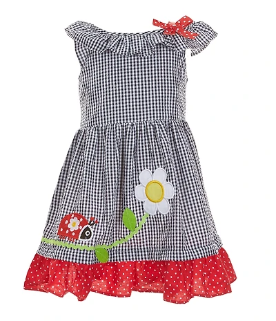Rare Editions Little Girls One-Shoulder Checked Fit-And-Flare Dress