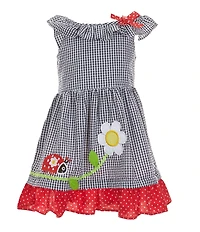 Rare Editions Little Girls One-Shoulder Checked Fit-And-Flare Dress
