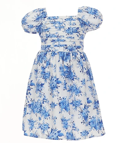 Rare Editions Little Girls Puffed-Sleeve Floral-Printed Fi & Flare Dress