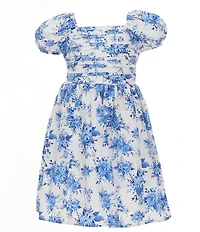 Rare Editions Little Girls Puffed-Sleeve Floral-Printed Fi & Flare Dress