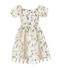 Rare Editions Little Girls Puffed Sleeve Sequin-Embellished Floral-Soutache Fit & Flare Dress