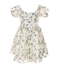 Rare Editions Little Girls Puffed Sleeve Sequin-Embellished Floral-Soutache Fit & Flare Dress