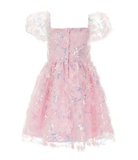 Rare Editions Little Girls Puffed Sleeve Sequin-Embellished Floral-Soutache Fit & Flare Dress