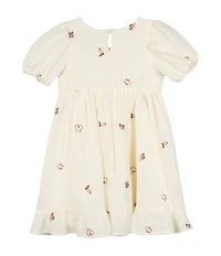 Rare Editions Little Girls Puffed-Sleeve Western-Inspired Embroidered Gauze Fit-And-Flare Dress