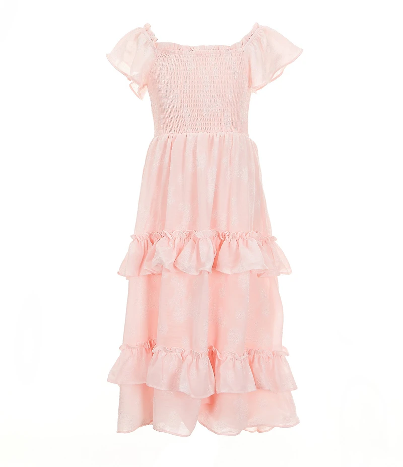 Rare Editions Little Girls Ruffle-Sleeve Floral-Patterned Chiffon Fit & Flare Dress