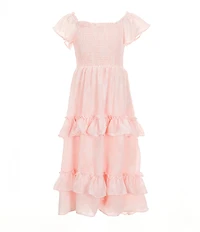 Rare Editions Little Girls Ruffle-Sleeve Floral-Patterned Chiffon Fit & Flare Dress