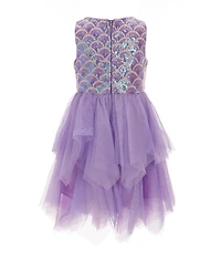 Rare Editions Little Girls Sequin-Embellished Soutache-Embroidered Bodice/Mesh Handkerchief-Hem Dress