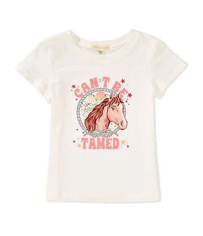 Indie Gold Little Girls Short Sleeve Can't Be Tamed Graphic T-Shirt
