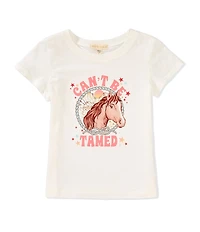Indie Gold Little Girls Short Sleeve Can't Be Tamed Graphic T-Shirt