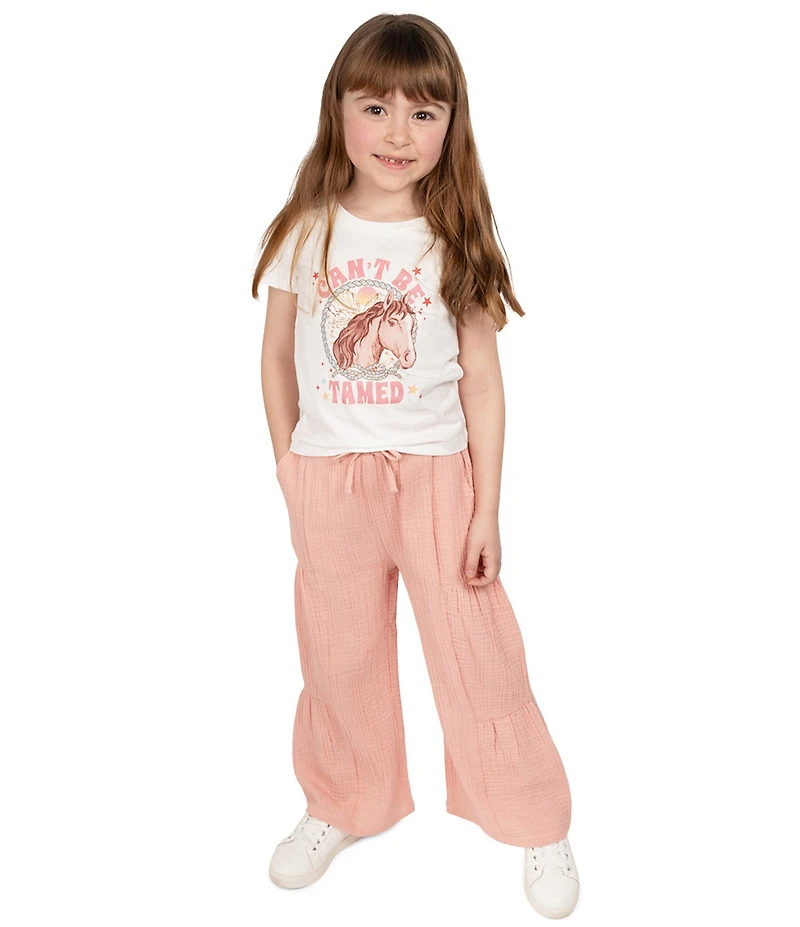 Indie Gold Little Girls Short Sleeve Can't Be Tamed Graphic T-Shirt