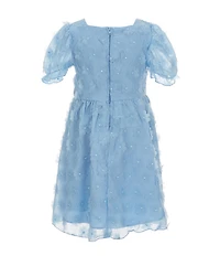 Rare Editions Little Girls Short-Sleeve Three-Dimensional-Flower-Appliqued Fit & Flare Dress