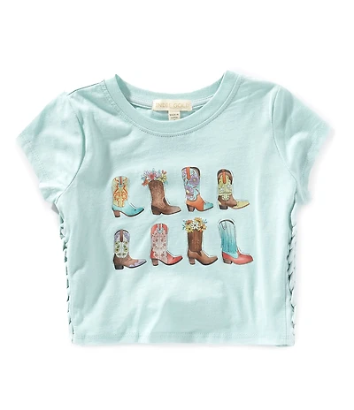 Indie Gold Little Girls Short Sleeve Western Cowgirl Boots Graphic T-Shirt
