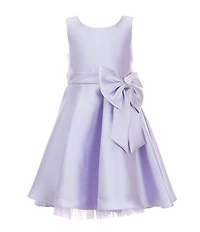 Rare Editions Little Girls Sleeveless Bow-Accented Mikado Fit-And-Flare Dress