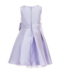 Rare Editions Little Girls Sleeveless Bow-Accented Mikado Fit-And-Flare Dress