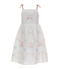 Rare Editions Little Girls Sleeveless Butterfly-Appliqued Bodice/Butterfly Placement-Print Skirted Fit & Flare Dress