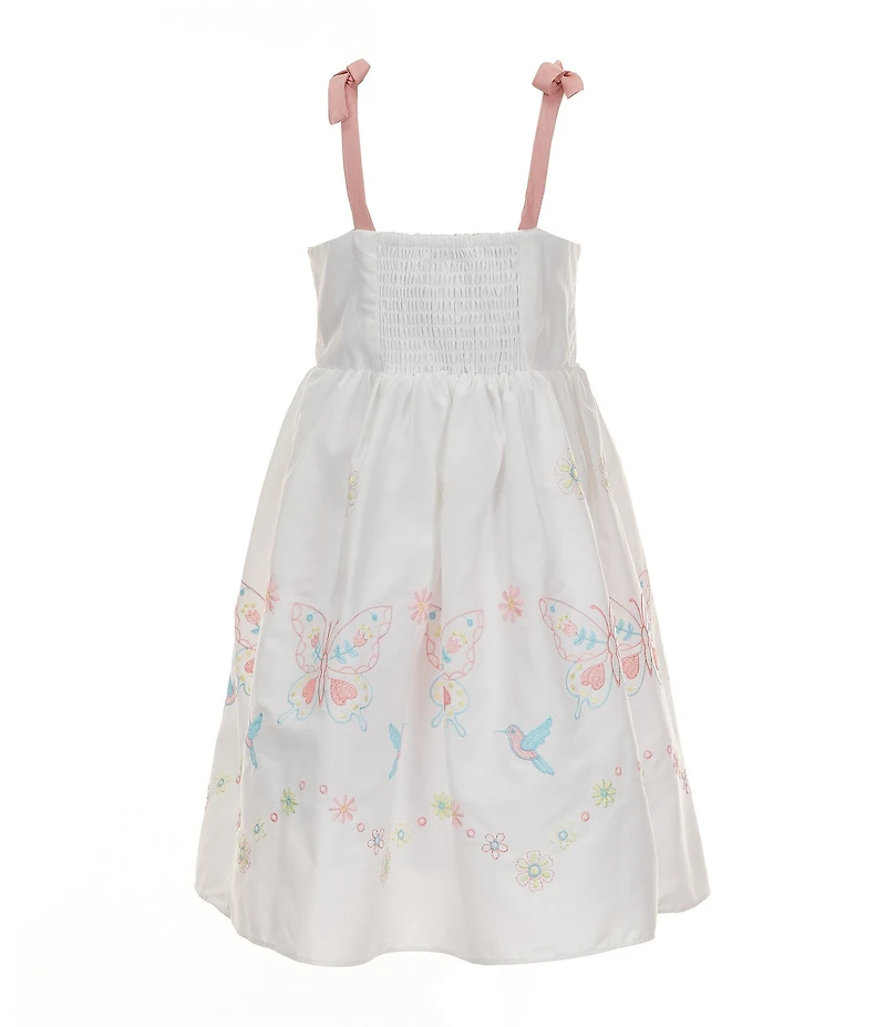 Rare Editions Little Girls Sleeveless Butterfly-Appliqued Bodice/Butterfly Placement-Print Skirted Fit & Flare Dress