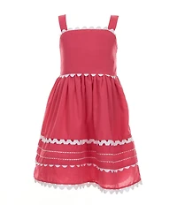 Rare Editions Little Girls Sleeveless Contrast-Ricrac-Trimmed Tiered Fit & Flare Dress