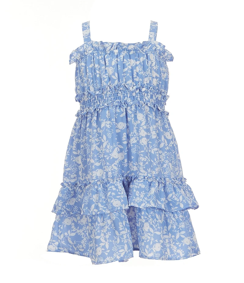 Rare Editions Little Girls Sleeveless Denim Vest & Printed Wool-Like Dobby Fit-And-Flare Dress