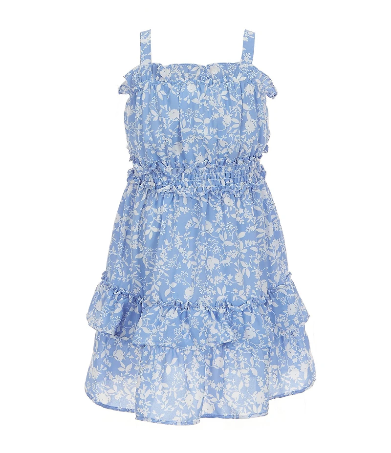 Rare Editions Little Girls Sleeveless Denim Vest & Printed Wool-Like Dobby Fit-And-Flare Dress