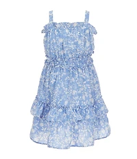 Rare Editions Little Girls Sleeveless Denim Vest & Printed Wool-Like Dobby Fit-And-Flare Dress
