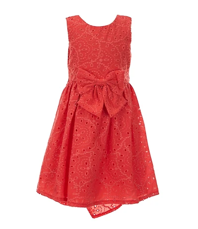 Rare Editions Little Girls Sleeveless Eyelet-Embroidered High-Low-Hem Dress