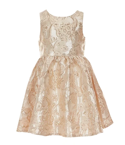 Rare Editions Little Girls Sleeveless Metallic Brocade A-Line Dress