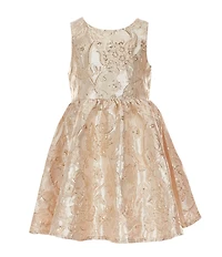Rare Editions Little Girls Sleeveless Metallic Brocade A-Line Dress