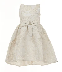 Rare Editions Little Girls Sleeveless Patterned Metallic Jacquard Fit-And-Flare Dress