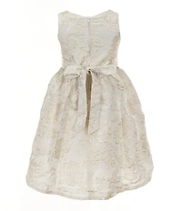 Rare Editions Little Girls Sleeveless Patterned Metallic Jacquard Fit-And-Flare Dress