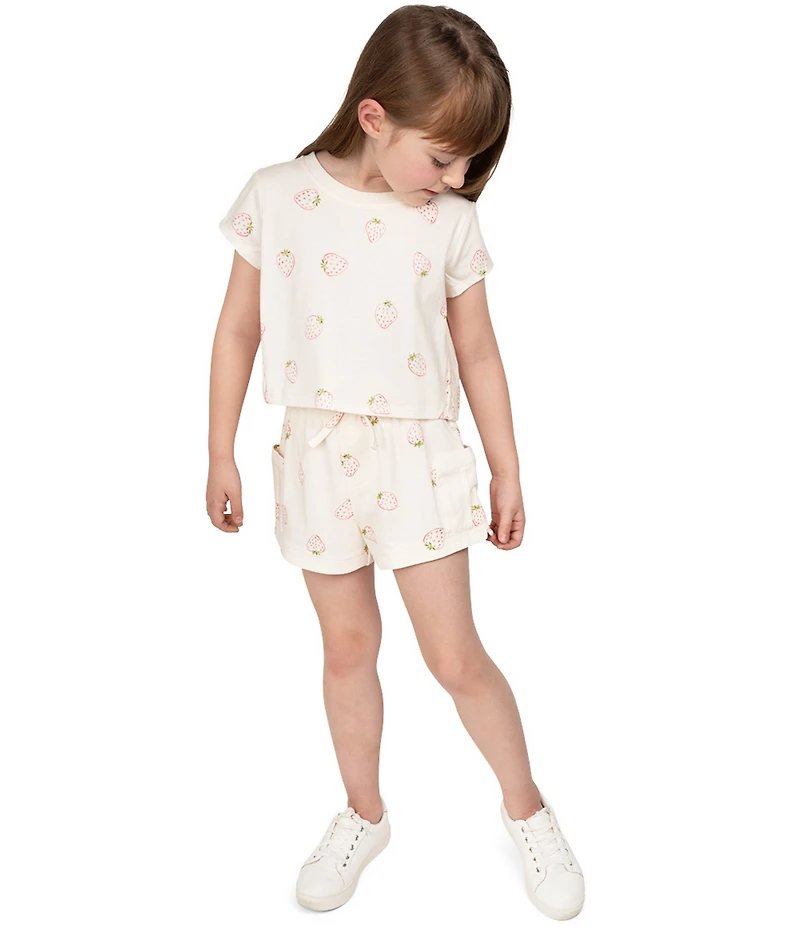 Indie Gold Little Girls Strawberry-Printed Jersey-Knit Cargo Shorts