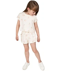 Indie Gold Little Girls Strawberry-Printed Jersey-Knit Cargo Shorts
