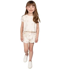 Indie Gold Little Girls Strawberry-Printed Jersey-Knit Cargo Shorts