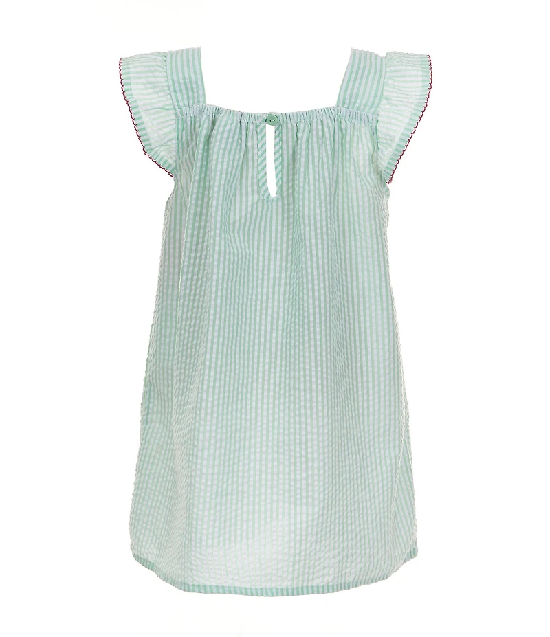 Rare Editions Little Girls Flutter-Sleeve Cherry-Appliqued Stripe Seersucker A-Line Dress