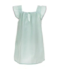 Rare Editions Little Girls Flutter-Sleeve Cherry-Appliqued Stripe Seersucker A-Line Dress