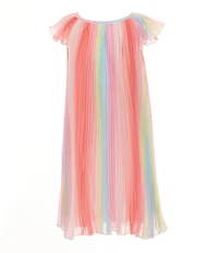 Rare Editions Little Girls Flutter-Sleeve Striped Ombre Chiffon Shift Dress