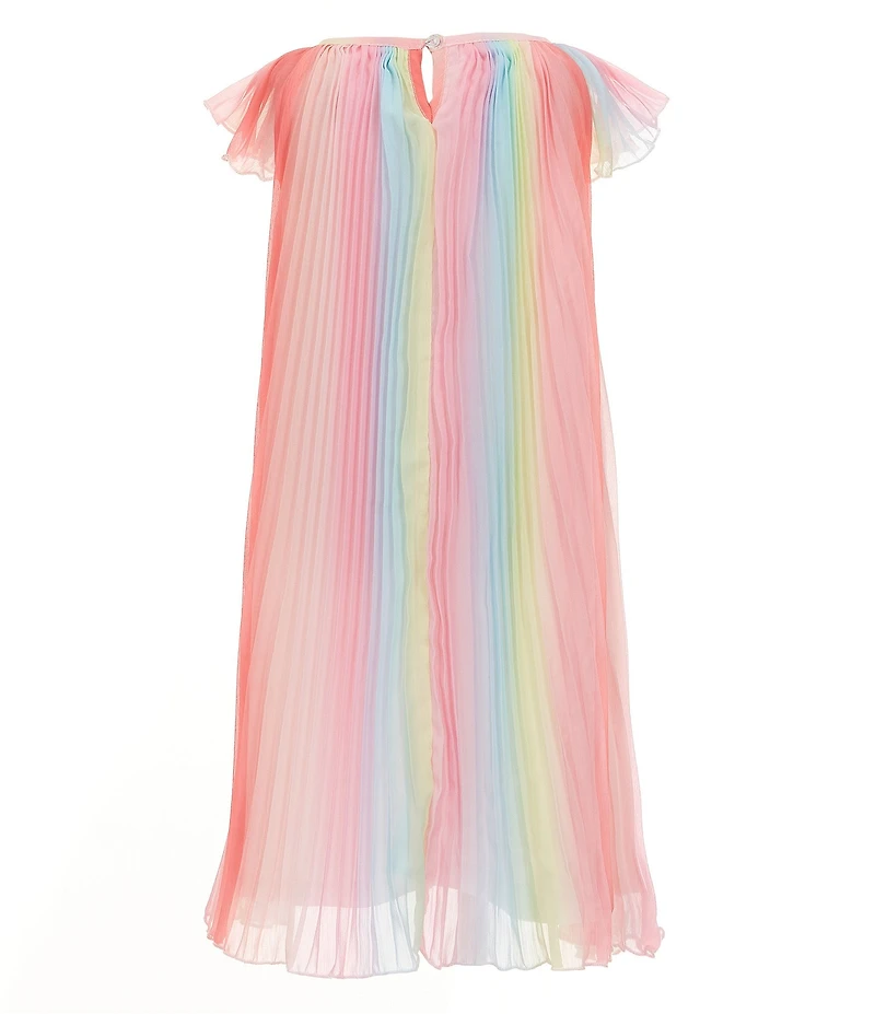 Rare Editions Little Girls Flutter-Sleeve Striped Ombre Chiffon Shift Dress