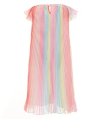 Rare Editions Little Girls Flutter-Sleeve Striped Ombre Chiffon Shift Dress