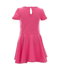 Rare Editions Little Girls Short-Sleeve Patch-Detailed Fit-And-Flare Dress