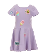 Rare Editions Little Girls Short-Sleeve Sweets Patchwork Drop-Waist Dress