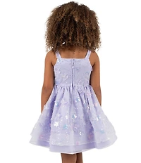 Rare Editions Little Girls All Over Sequin 3D Floral Soutache Babydoll Dress
