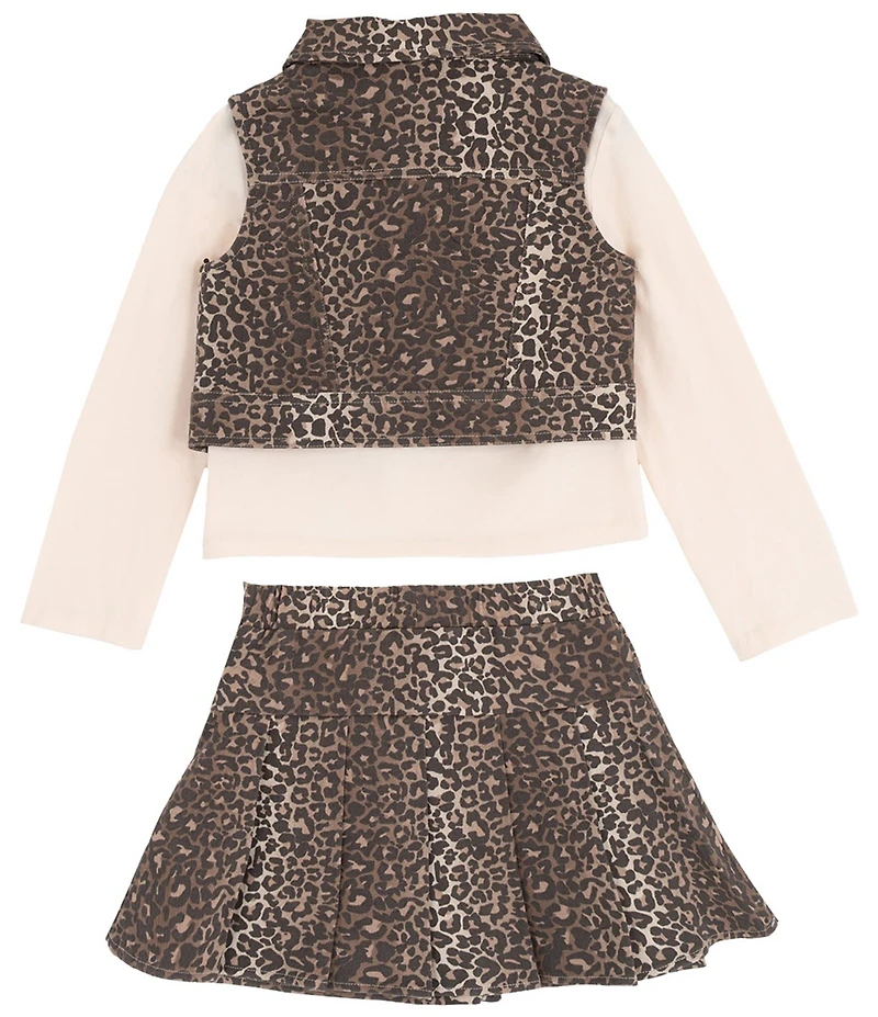 Rare Editions Little Girls Animal-Printed Vest & Matching Animal-Printed Skirt, Long-Sleeve T-Shirt, and Printed Vest Set