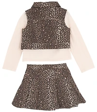 Rare Editions Little Girls Animal-Printed Vest & Matching Animal-Printed Skirt, Long-Sleeve T-Shirt, and Printed Vest Set