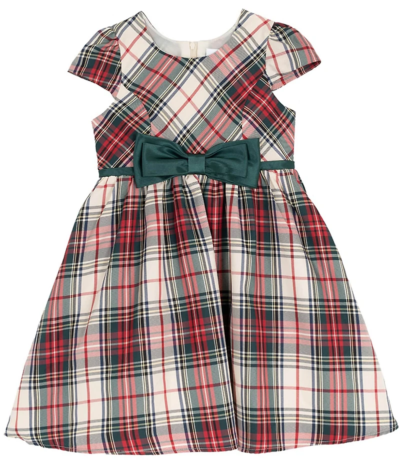 Rare Editions Little Girls Cap-Sleeve Plaid Fit-And-Flare Dress